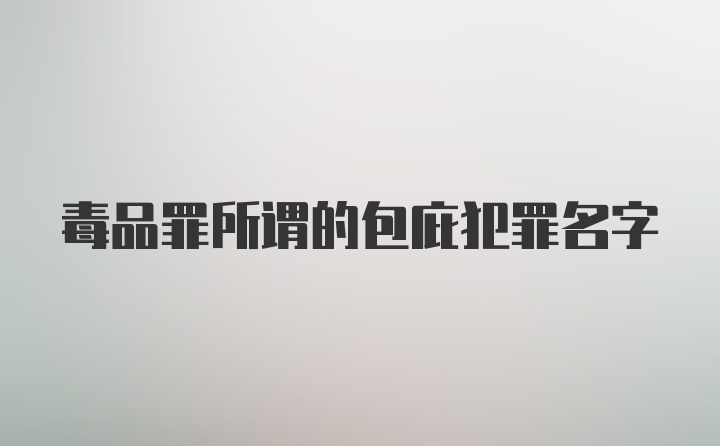 毒品罪所谓的包庇犯罪名字