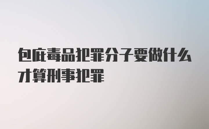 包庇毒品犯罪分子要做什么才算刑事犯罪