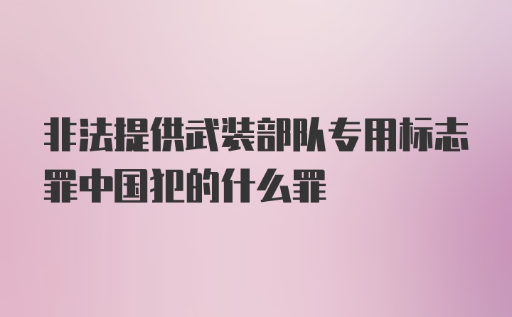 非法提供武装部队专用标志罪中国犯的什么罪