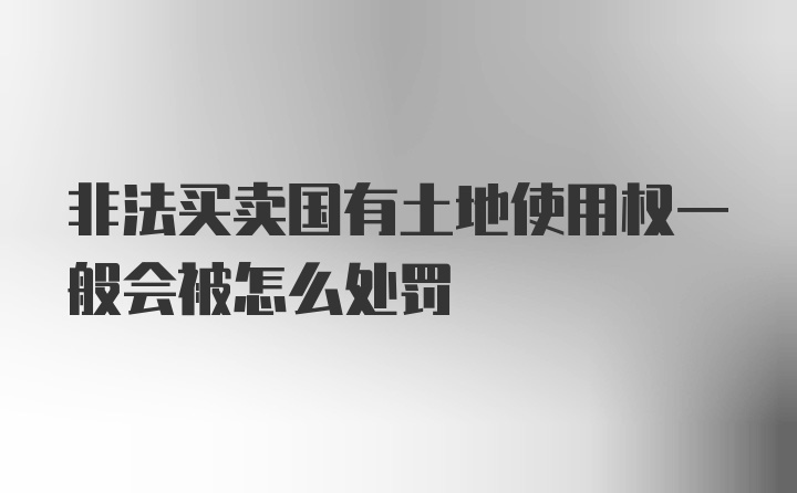 非法买卖国有土地使用权一般会被怎么处罚