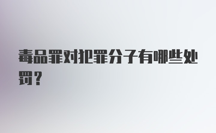 毒品罪对犯罪分子有哪些处罚？