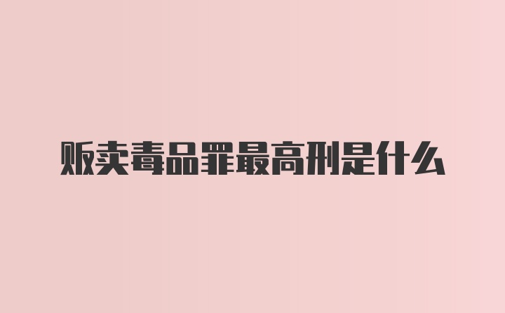 贩卖毒品罪最高刑是什么