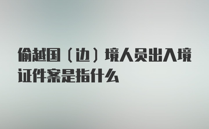 偷越国（边）境人员出入境证件案是指什么