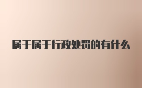 属于属于行政处罚的有什么