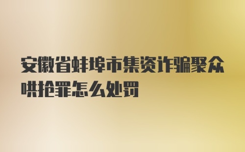 安徽省蚌埠市集资诈骗聚众哄抢罪怎么处罚