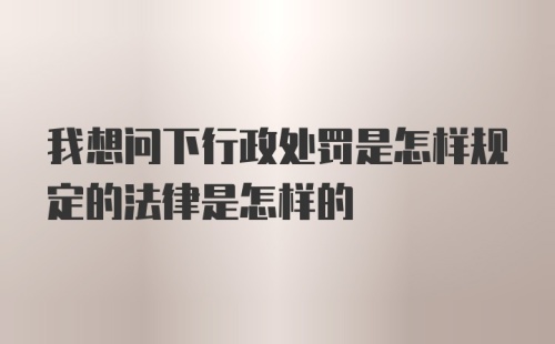 我想问下行政处罚是怎样规定的法律是怎样的