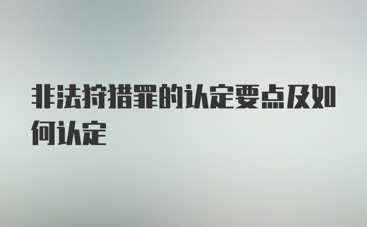 非法狩猎罪的认定要点及如何认定