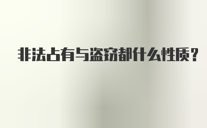 非法占有与盗窃都什么性质？