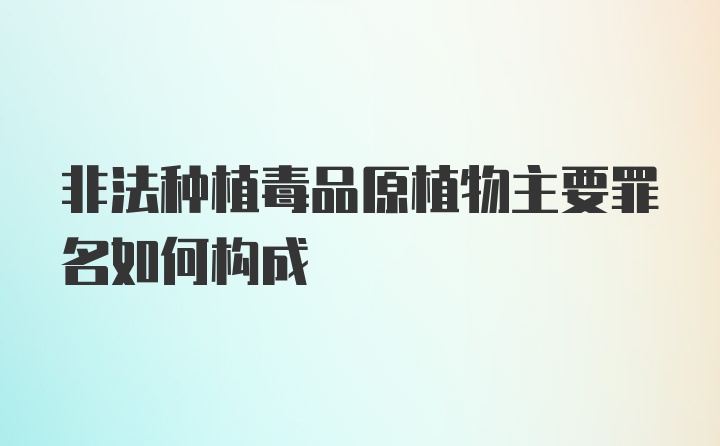 非法种植毒品原植物主要罪名如何构成