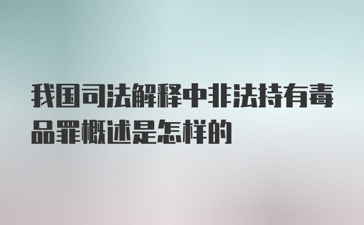 我国司法解释中非法持有毒品罪概述是怎样的