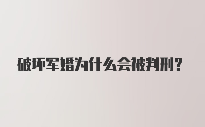 破坏军婚为什么会被判刑？