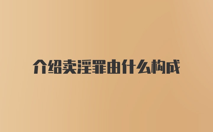 介绍卖淫罪由什么构成