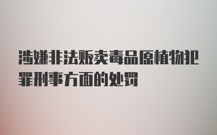 涉嫌非法贩卖毒品原植物犯罪刑事方面的处罚