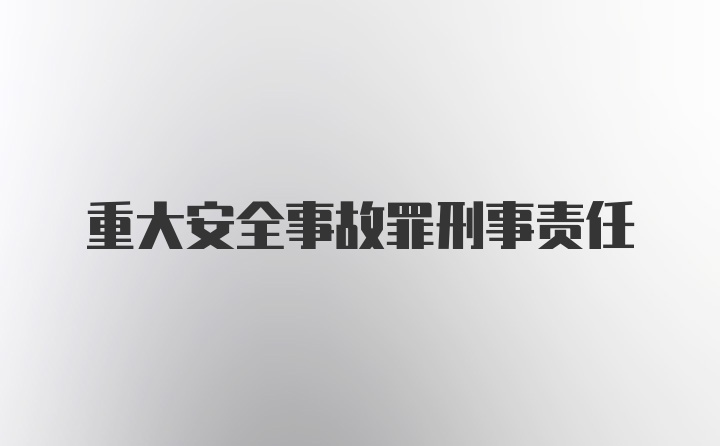 重大安全事故罪刑事责任