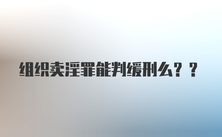 组织卖淫罪能判缓刑么??