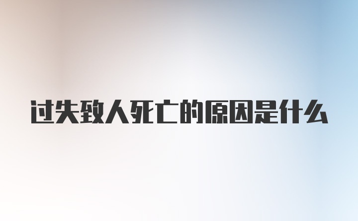 过失致人死亡的原因是什么