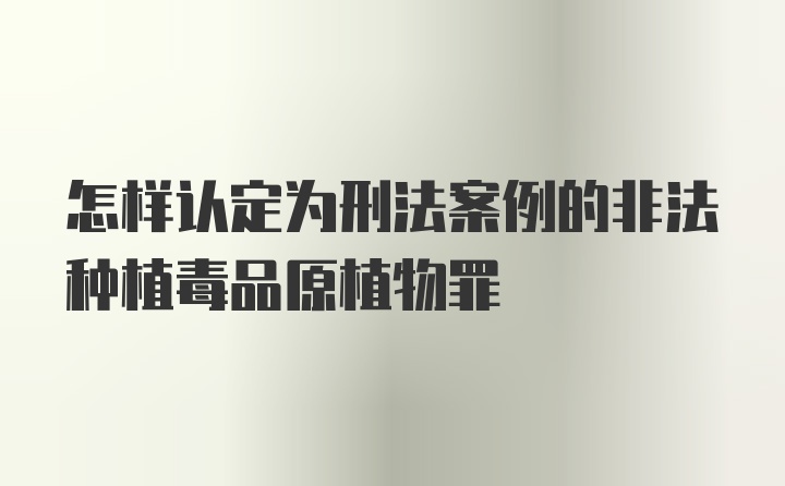 怎样认定为刑法案例的非法种植毒品原植物罪