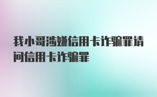 我小哥涉嫌信用卡诈骗罪请问信用卡诈骗罪