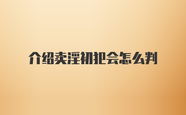 介绍卖淫初犯会怎么判