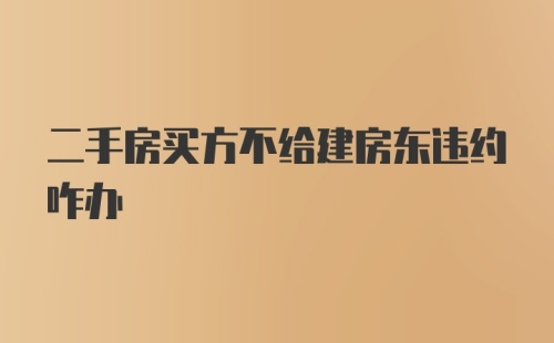 二手房买方不给建房东违约咋办