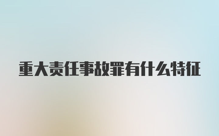 重大责任事故罪有什么特征