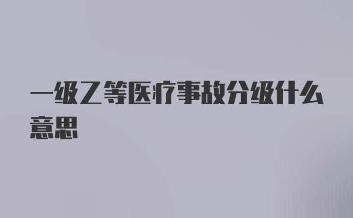 一级乙等医疗事故分级什么意思