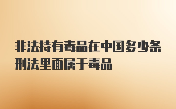 非法持有毒品在中国多少条刑法里面属于毒品