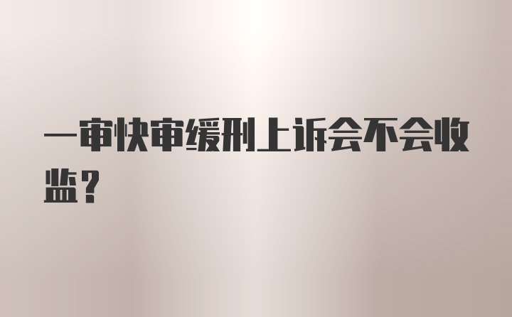 一审快审缓刑上诉会不会收监？