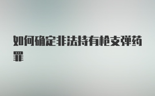 如何确定非法持有枪支弹药罪