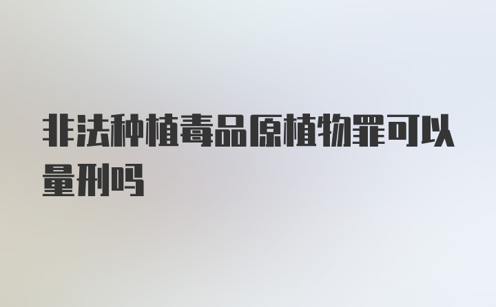 非法种植毒品原植物罪可以量刑吗