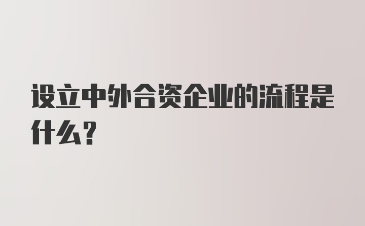 设立中外合资企业的流程是什么？