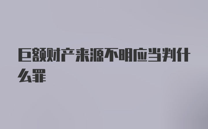 巨额财产来源不明应当判什么罪