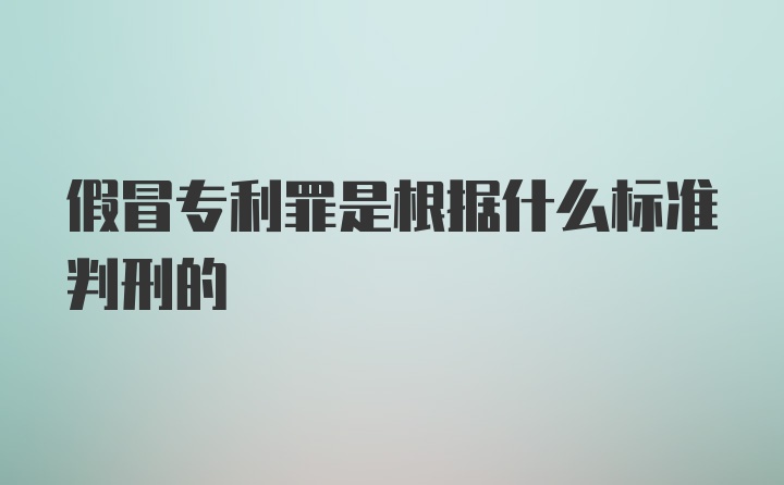 假冒专利罪是根据什么标准判刑的