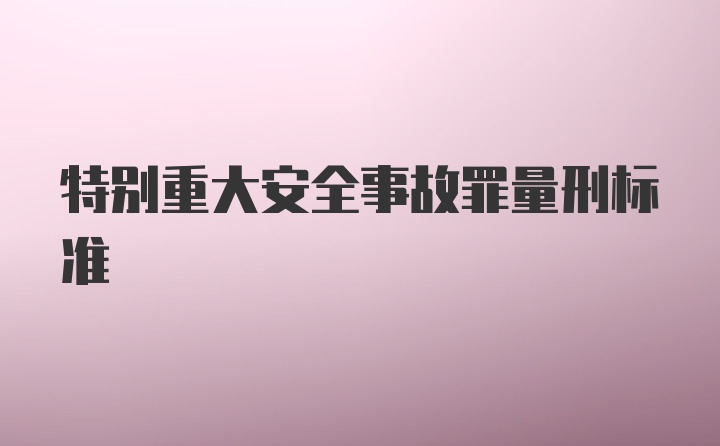 特别重大安全事故罪量刑标准