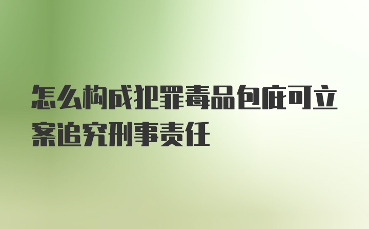 怎么构成犯罪毒品包庇可立案追究刑事责任