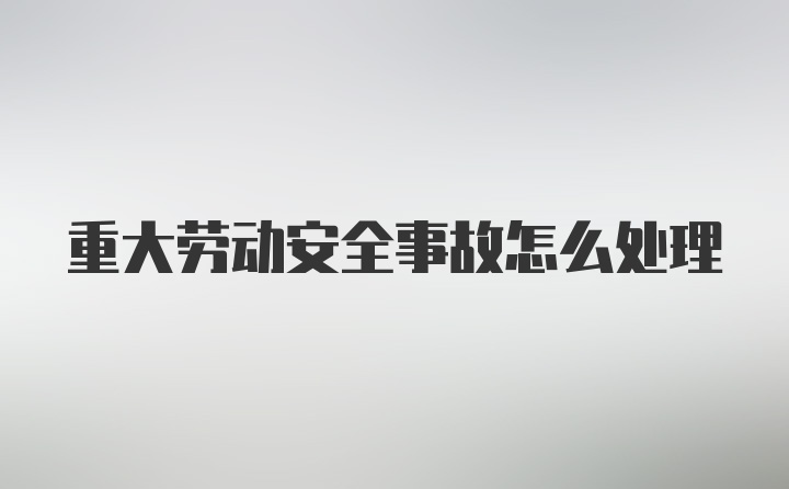 重大劳动安全事故怎么处理