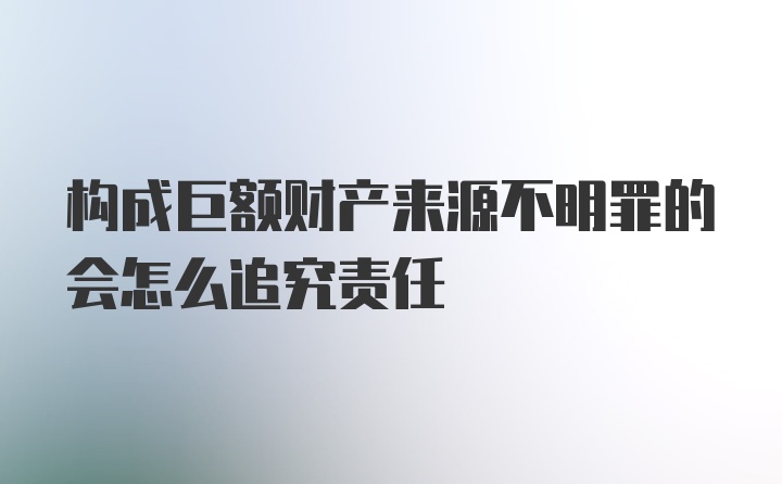 构成巨额财产来源不明罪的会怎么追究责任