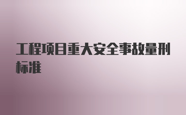 工程项目重大安全事故量刑标准