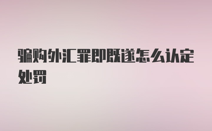 骗购外汇罪即既遂怎么认定处罚