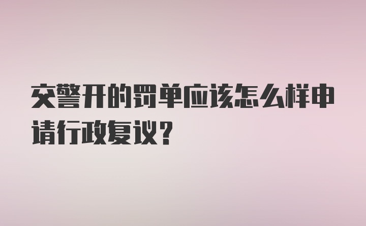 交警开的罚单应该怎么样申请行政复议？