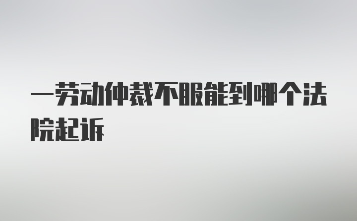 一劳动仲裁不服能到哪个法院起诉