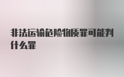 非法运输危险物质罪可能判什么罪