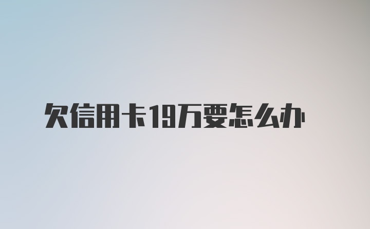 欠信用卡19万要怎么办