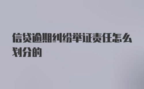 信贷逾期纠纷举证责任怎么划分的