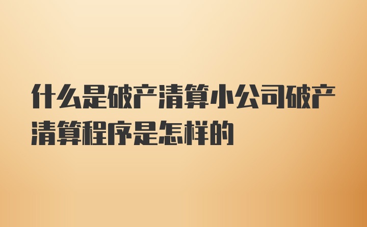 什么是破产清算小公司破产清算程序是怎样的