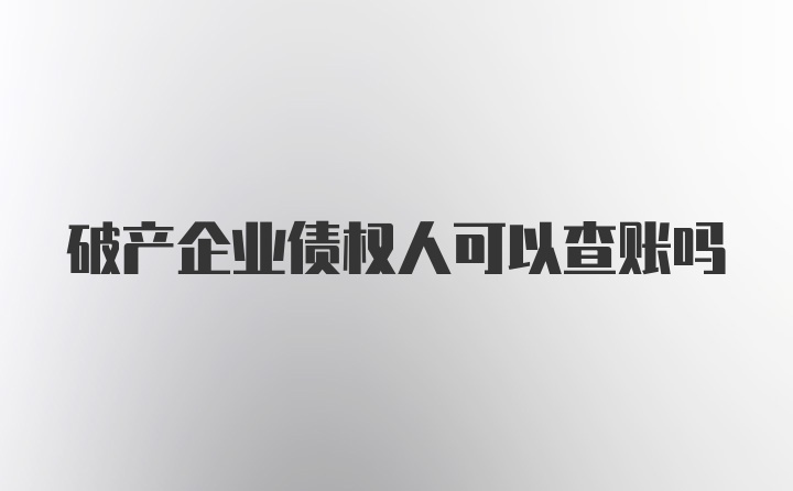 破产企业债权人可以查账吗