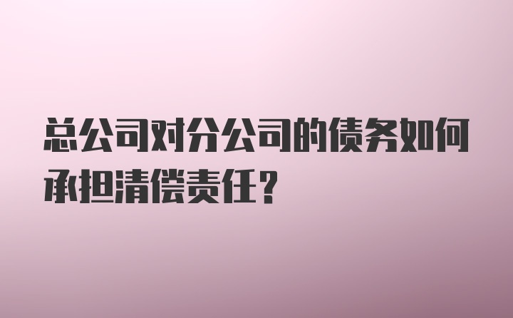 总公司对分公司的债务如何承担清偿责任？