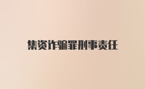 集资诈骗罪刑事责任