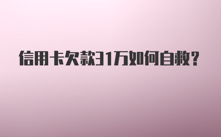 信用卡欠款31万如何自救？