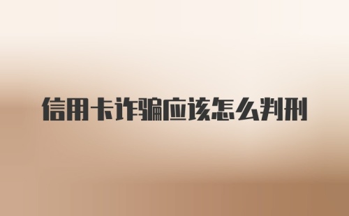 信用卡诈骗应该怎么判刑